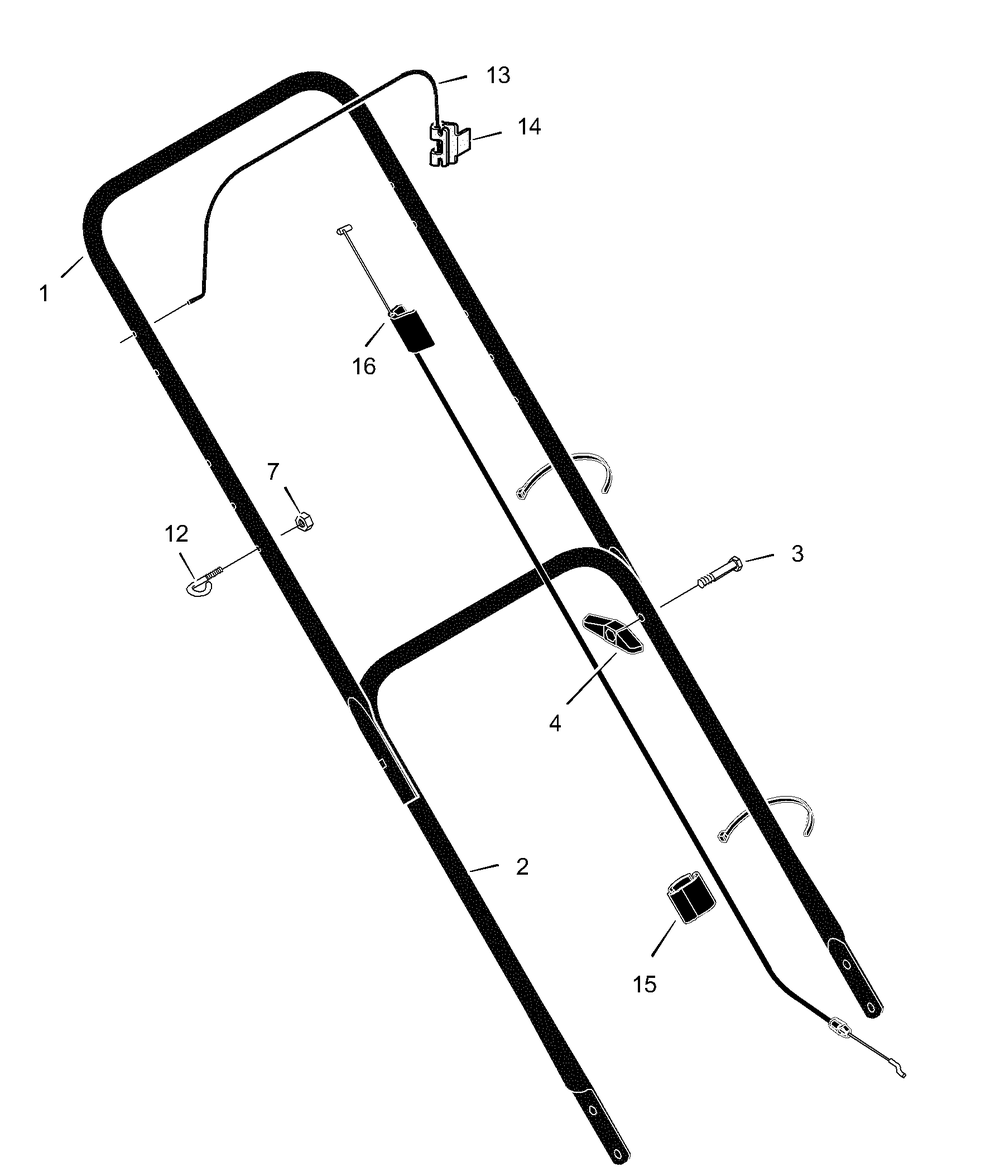 Handle Assembly Diagram and Parts List for 220010X92A 2003 Briggs and Stratton Lawn Mower